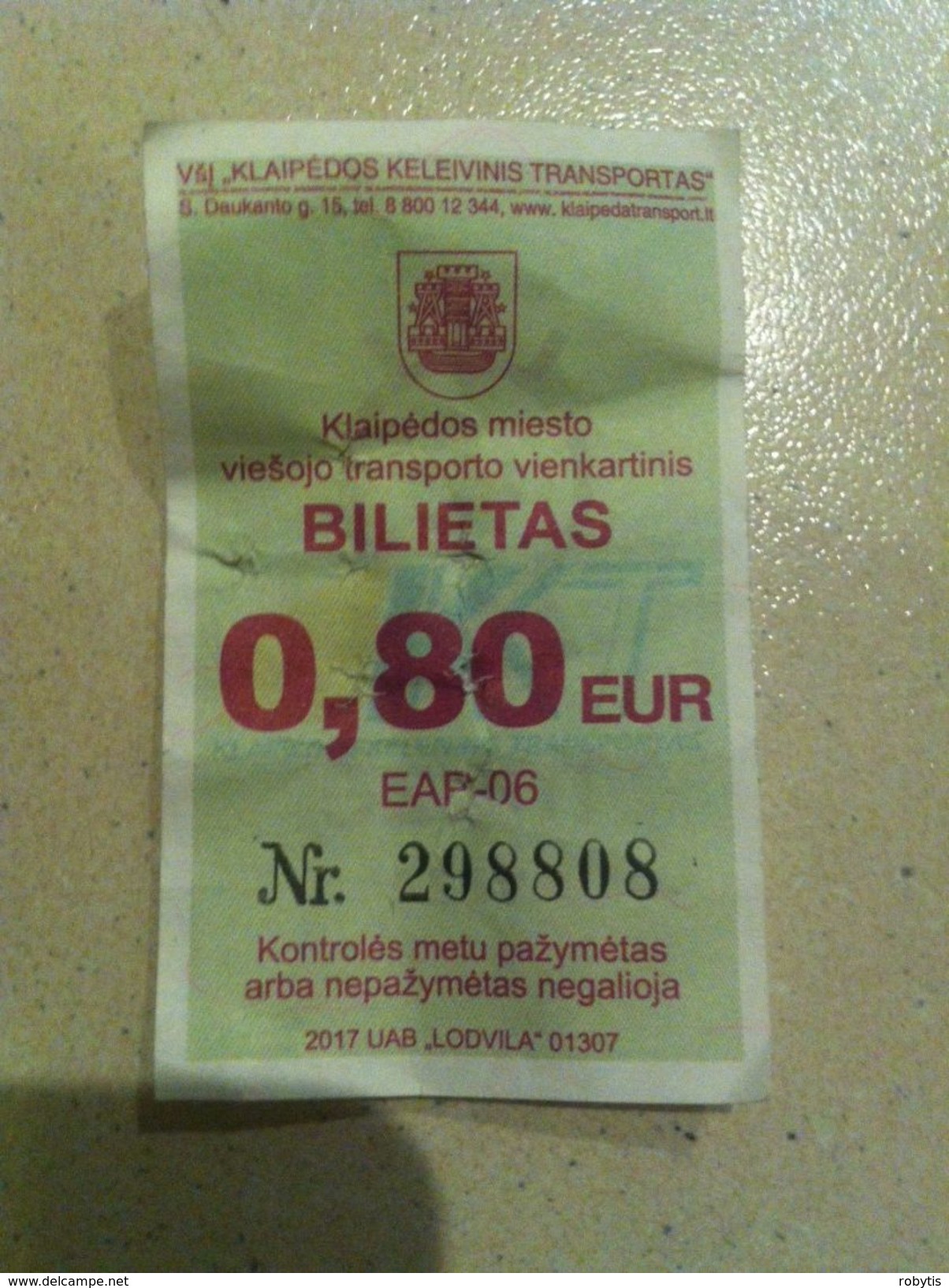 Lithuania Litauen Bus Ticket City Klaipeda Memel 2017 - Europe