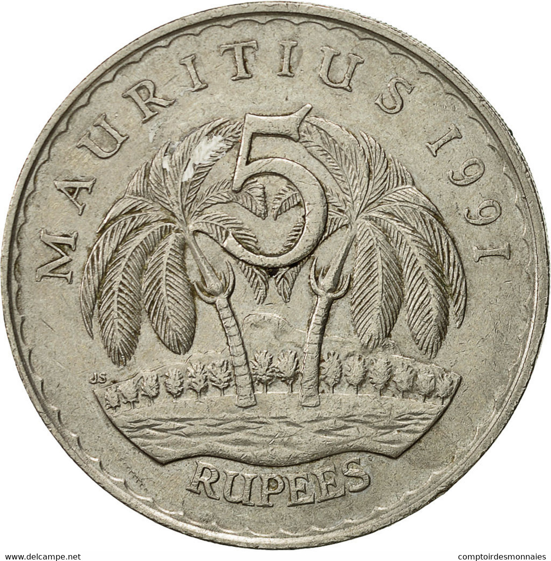 Monnaie, Mauritius, 5 Rupees, 1991, TTB, Copper-nickel, KM:56 - Mauricio