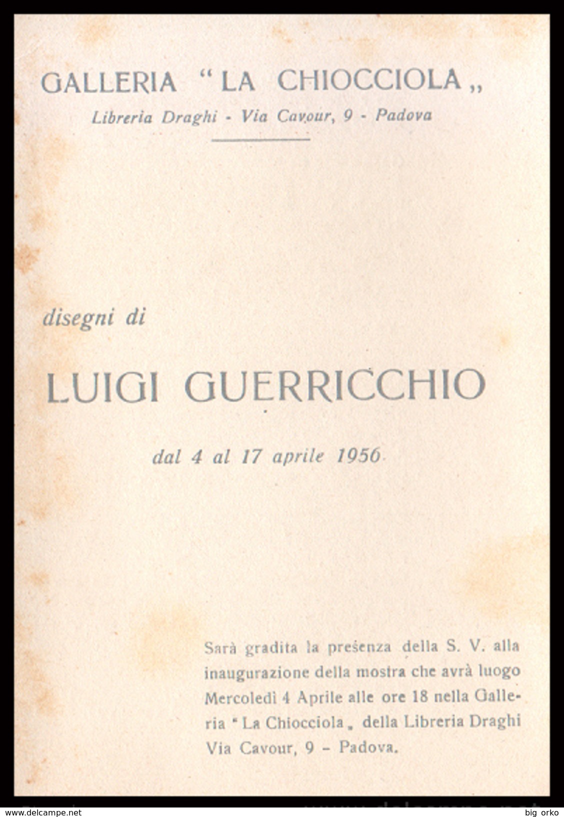 PADOVA - 1956 - PIEGHEVOLE MOSTRA Gall. LA CHIOCCIOLA -  Disegni Di Luigi Guerricchio - Programmi