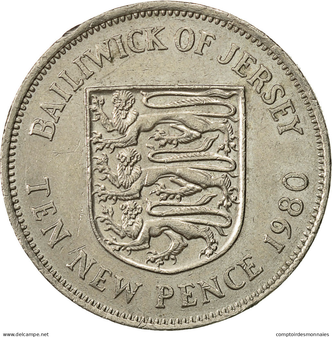 Monnaie, Jersey, Elizabeth II, 10 New Pence, 1980, TTB+, Copper-nickel, KM:33 - Jersey
