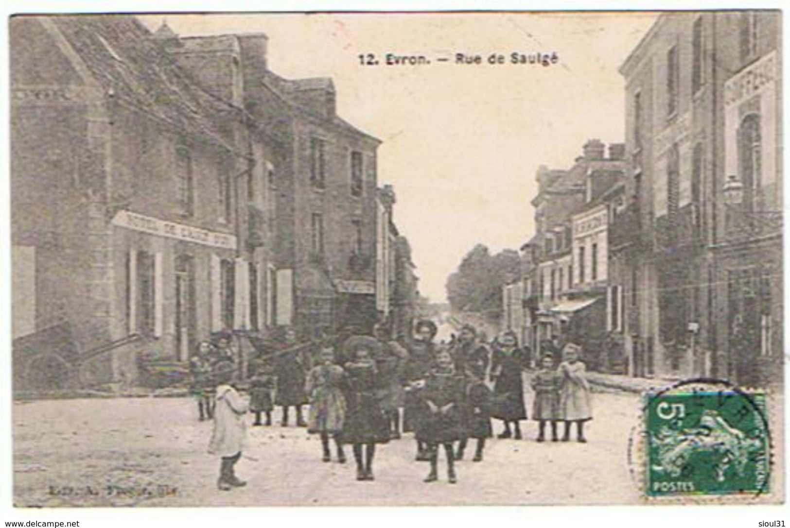 53....EVRON--- RUE  DE  SAULGE 1908 HOTEL DE L AIGLE D OR  ET COIFFEUR - Evron