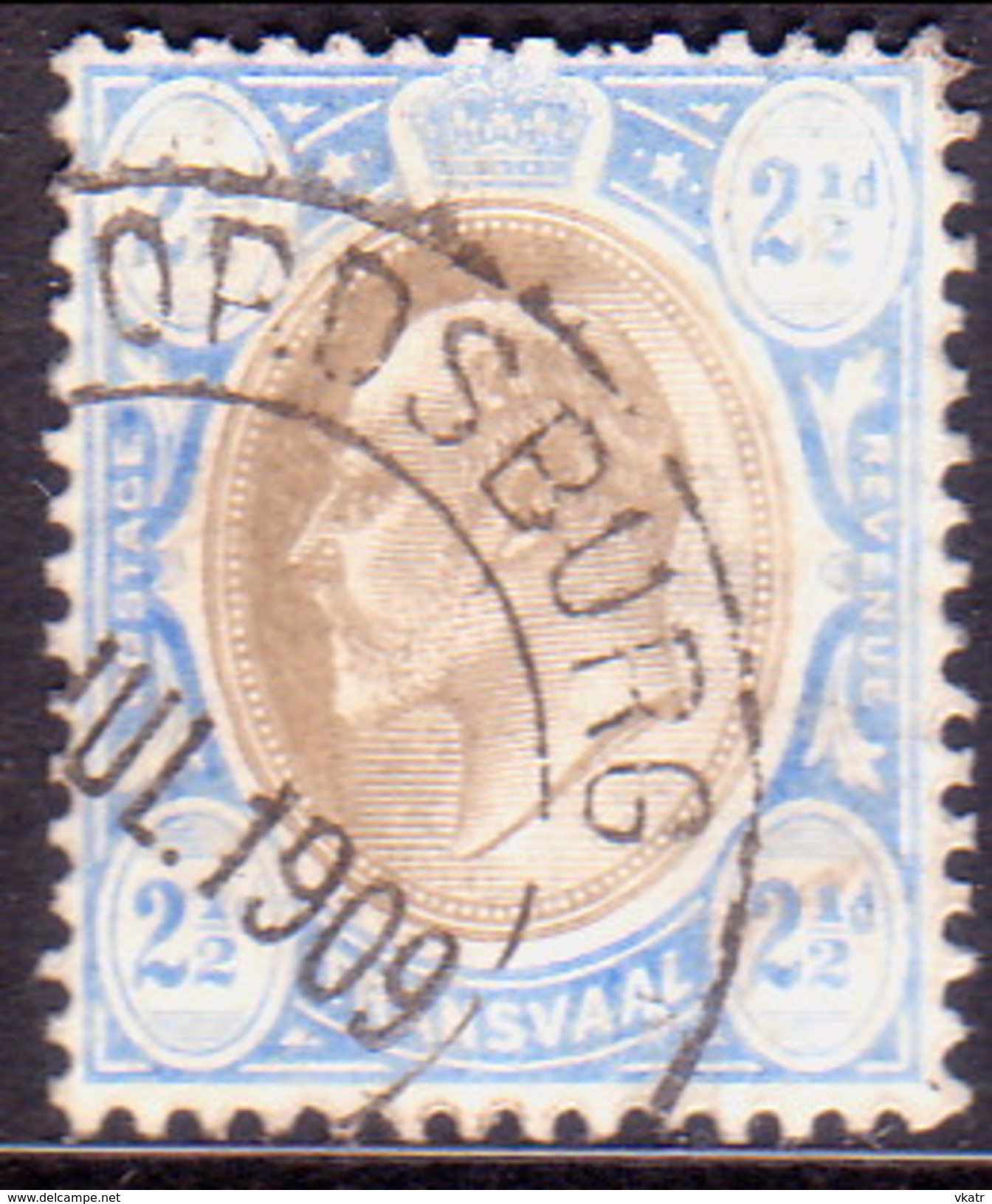 SOUTH AFRICA TRANSVAAL 1904 SG #263b 2½d VF Used Wmk Mult.Crown CA Chalk-surfaced Paper - Orange Free State (1868-1909)