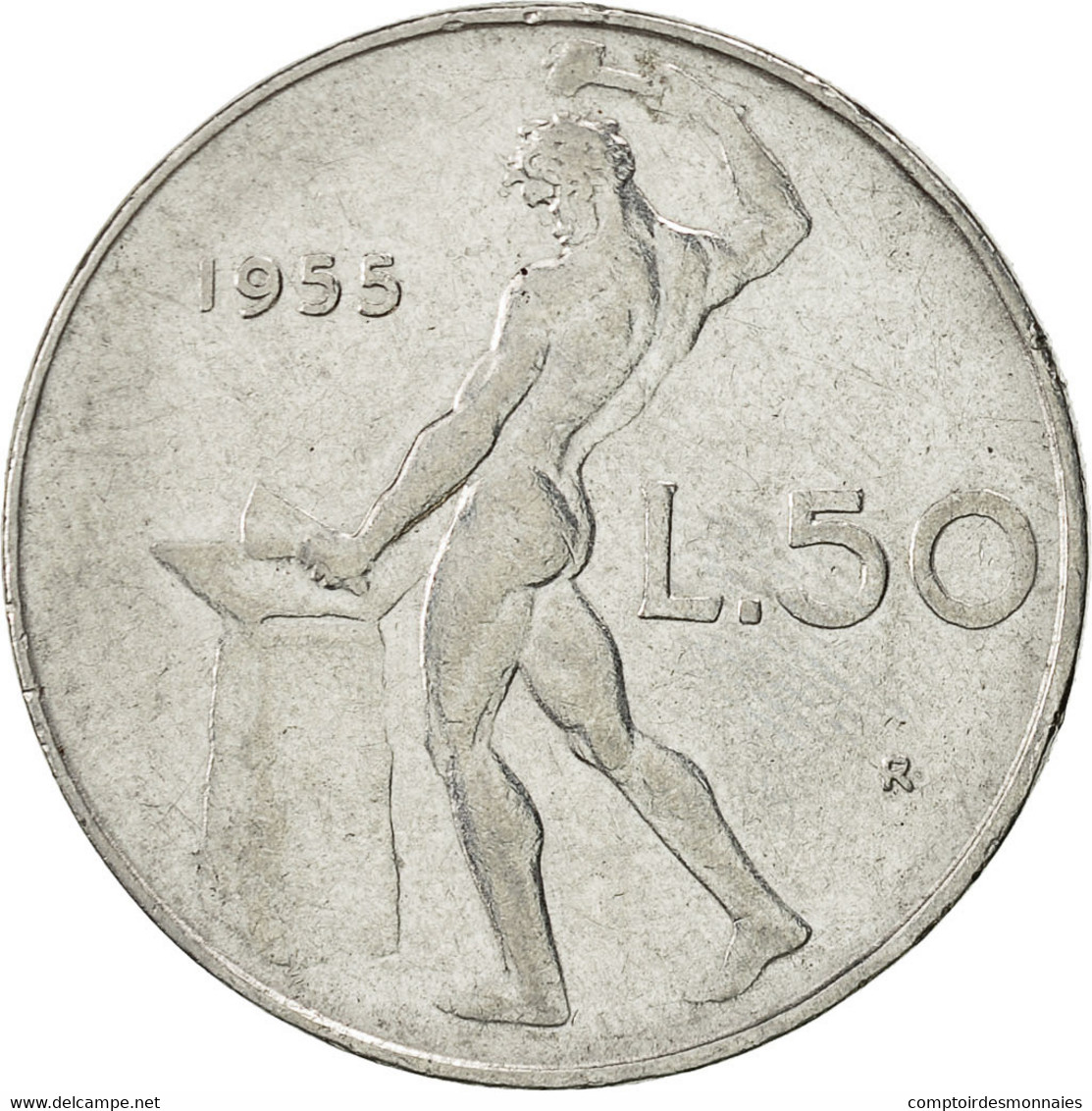 Monnaie, Italie, 50 Lire, 1955, Rome, TTB+, Stainless Steel, KM:95.1 - 50 Liras