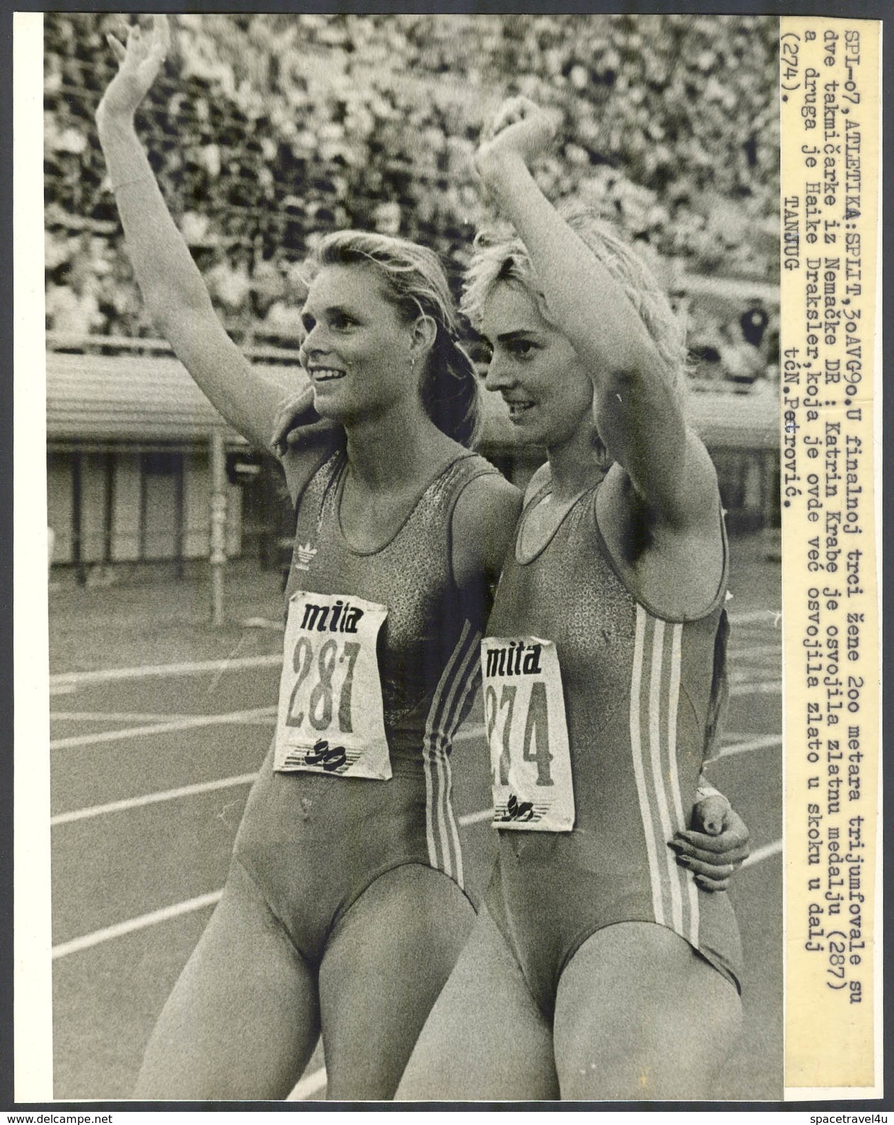 KATRIN KRABBE And HEIKE DRECHSLER - Vintage PHOTO - Womens 200 Meter Race SPLIT 1990 - 22 X 16,5 Cm (VFS-05) - Athletics