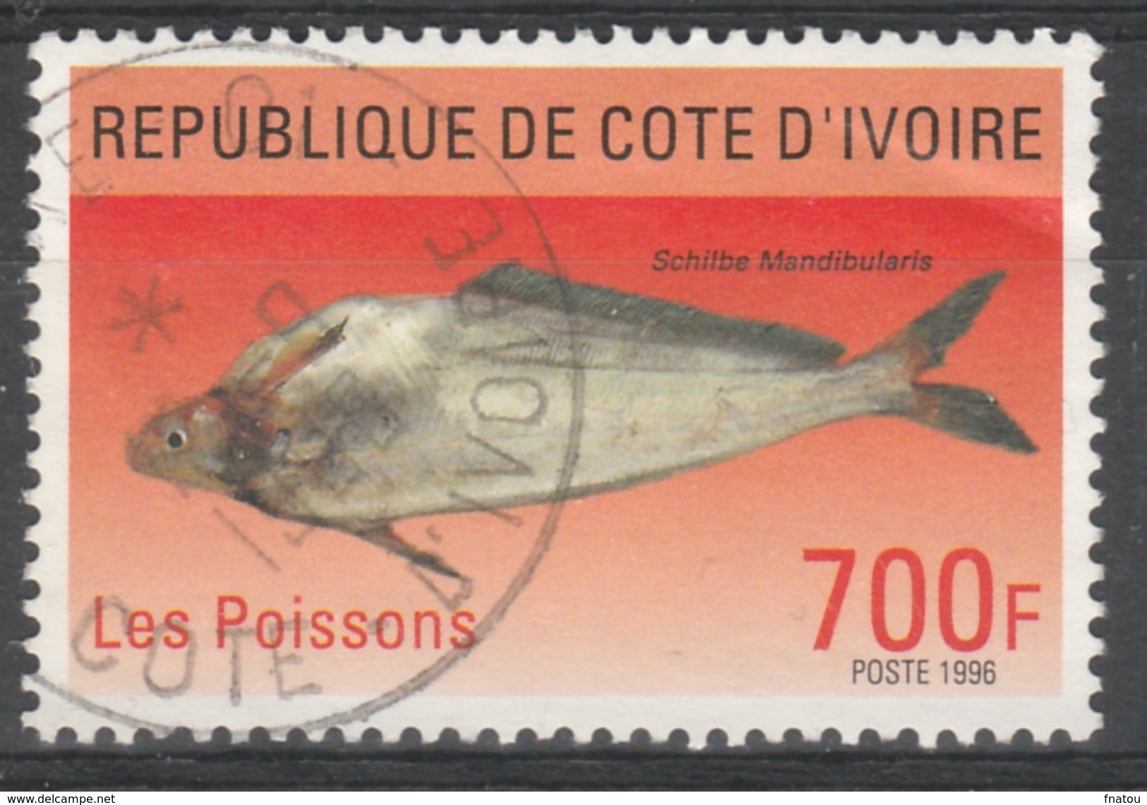 Ivory Coast, Catfish, Schilbe Mandibularis, 1996, VFU - Ivory Coast (1960-...)