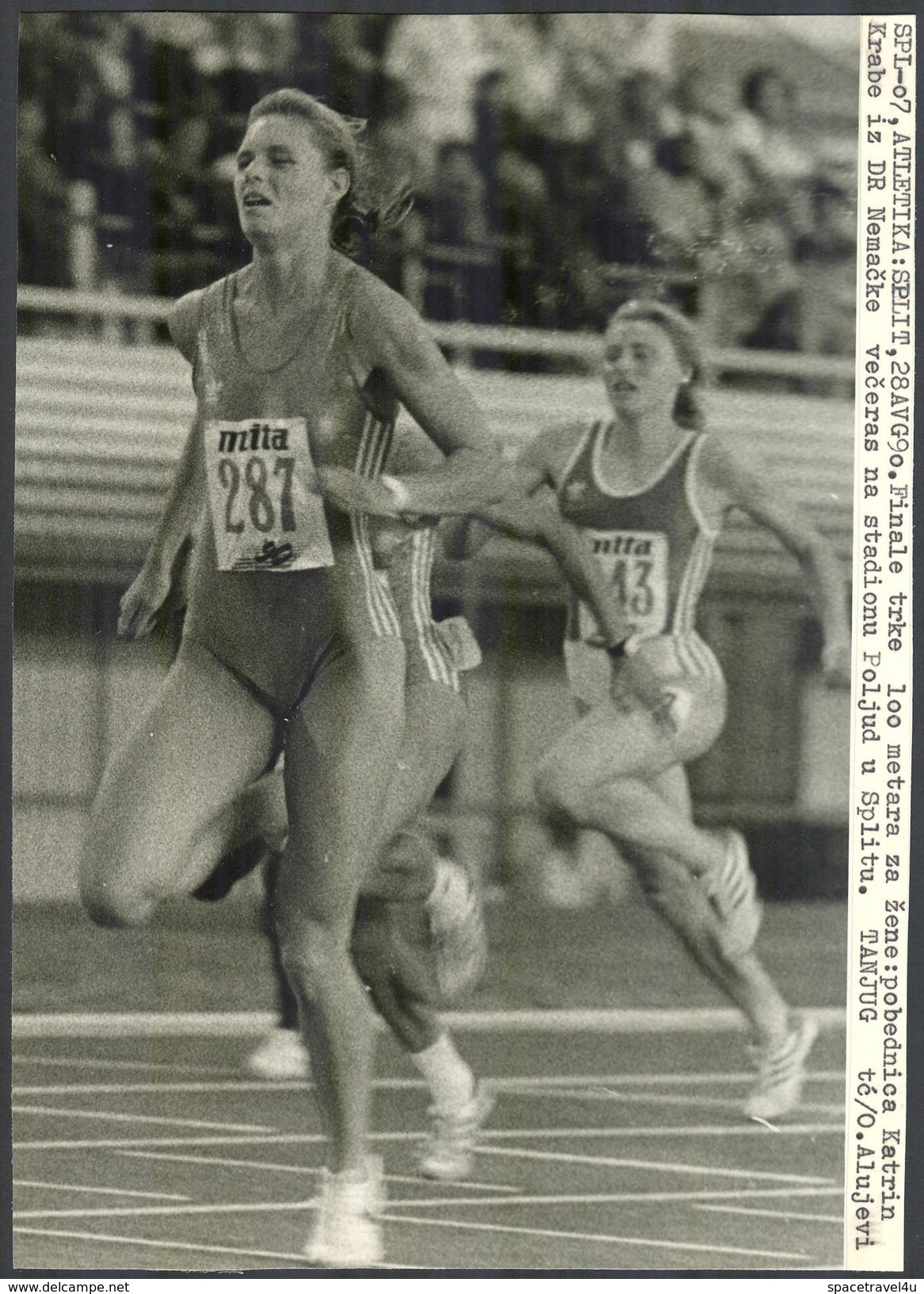 KATRIN KRABBE  - Vintage PHOTO - Womens 100 Meter Race SPLIT 1990 - 15 X 21 Cm (VFS-06) - Leichtathletik