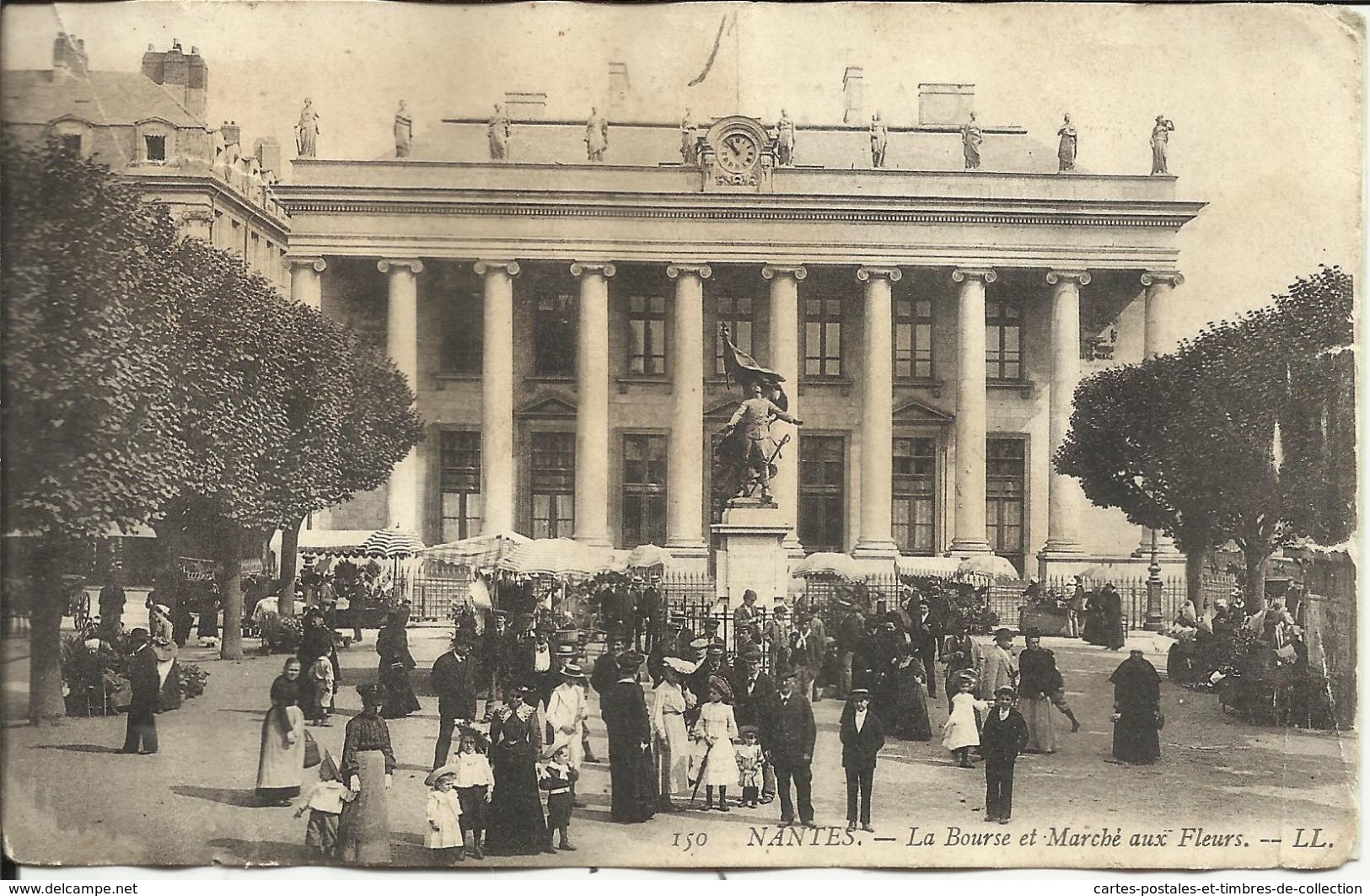 NANTES , La Bourse Et Marché Aux Fleurs , CPA ANIMEE - Nantes