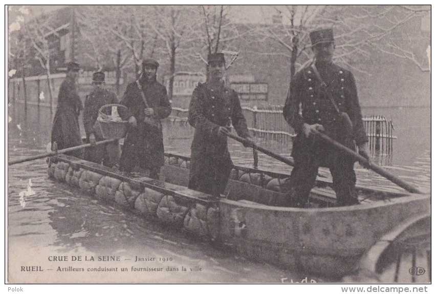 Bl - Cpa RUEIL - Crue De La Seine - Janvier 1910 - Artilleurs Conduisant Un Fournisseur Dans La Ville - Rueil Malmaison