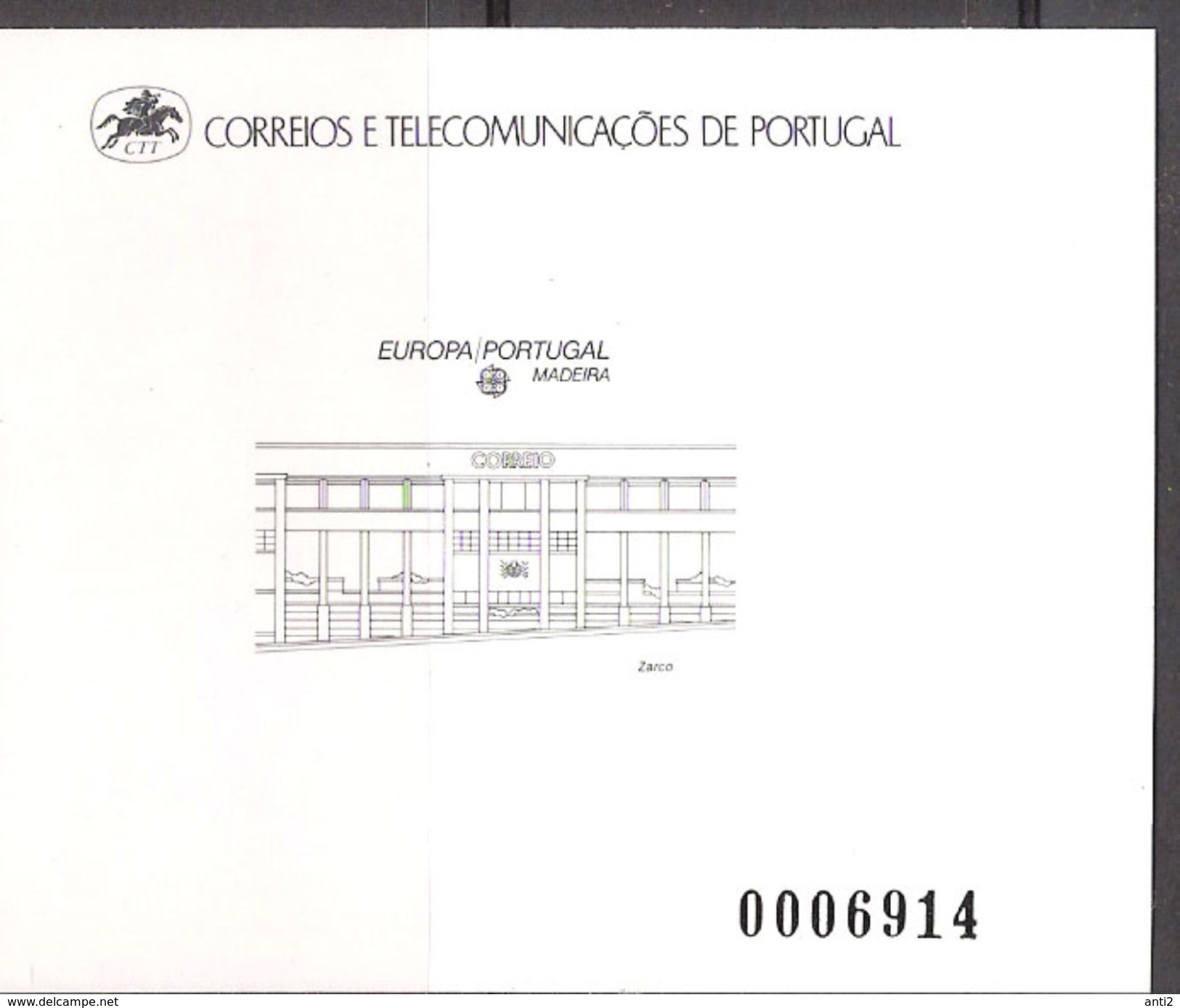 Portugal Madeira 1990 Europa: Postal Facilities. Post Office Zarco And Porto Da Cruz Mi 133 Blackprint, MNH(**) - Madeira