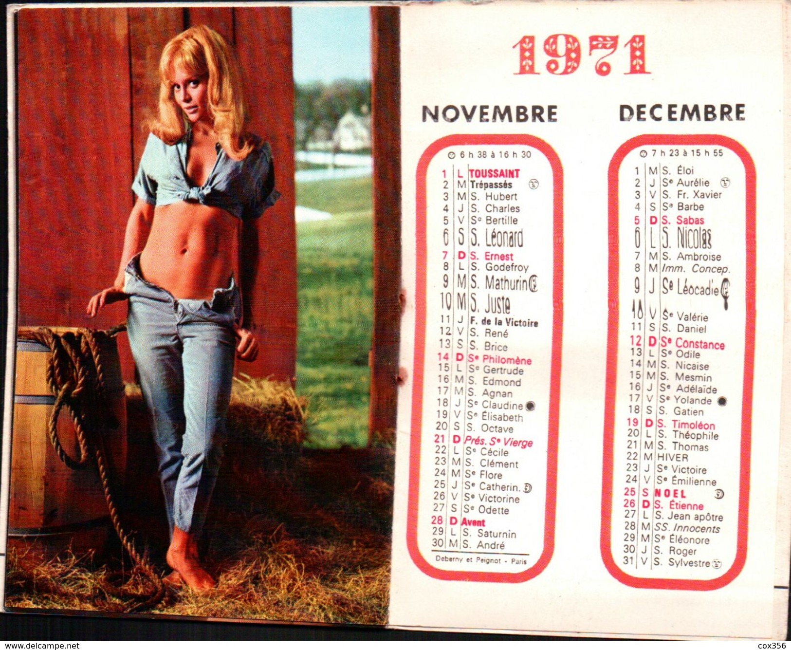 CALENDRIERS 1971 NUS PIN UP , Distribuer Par S.A.T. 76 LE HAVRE - Small : 1971-80