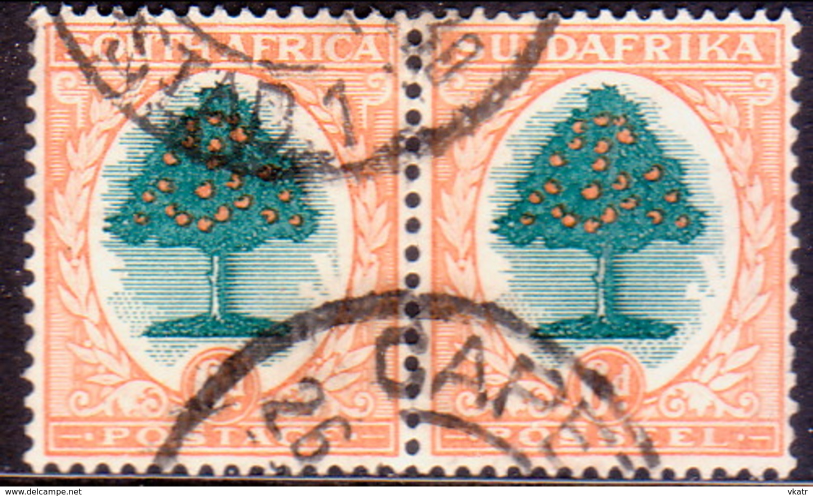 SOUTH AFRICA 1932 SG #47 6d Used Horiz.pair Wmk Upright CV £22 - Oblitérés