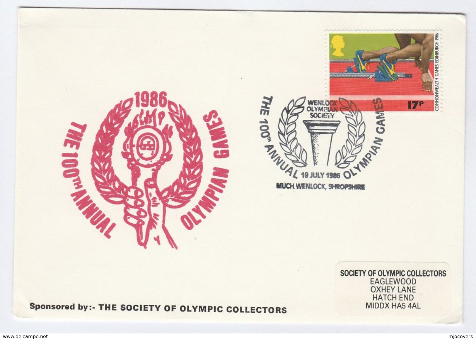 1986 Much Wenlock GB COVER 100th Annual WENLOCK OLYMPIAN GAMES EVENT Stamps Olympic Olympics Sport - Other & Unclassified