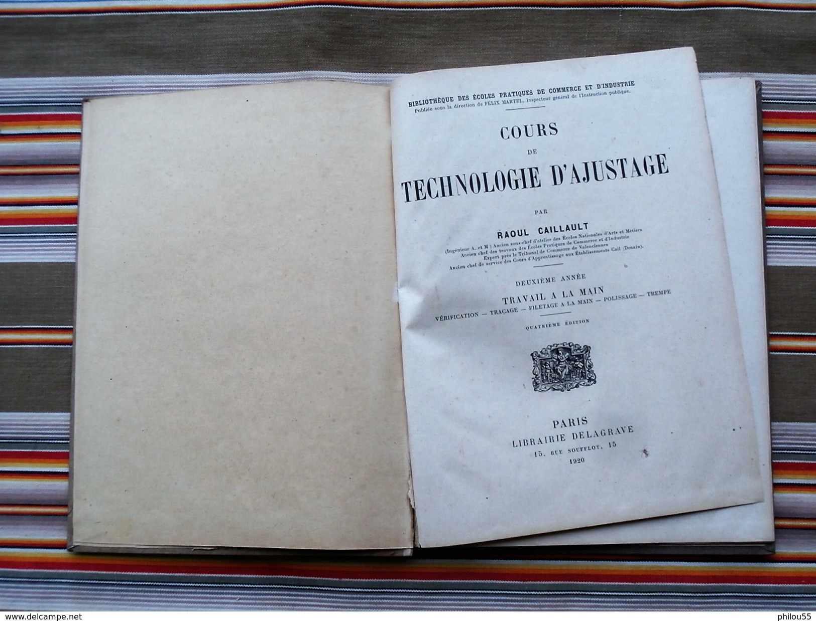 Technologie d'Ajustage Travail a la Main R. CAILLAUD Delagrave 1920