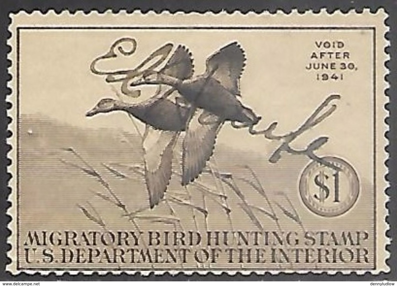 US 1940   RW7  $1  Duck  Hunting Stamp Used   2016 Scott Value $45 - Duck Stamps