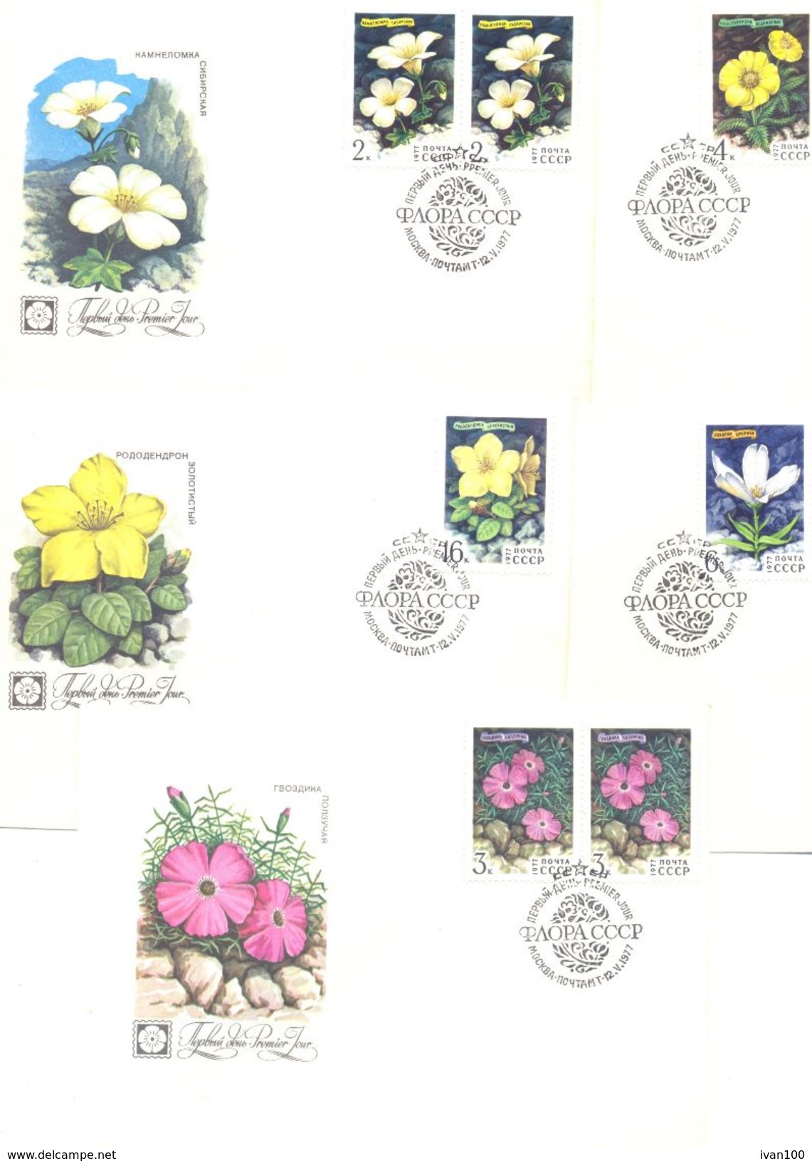 1977. USSR/Russia, Flowers, FDC, 5v, Mint/** - Brieven En Documenten