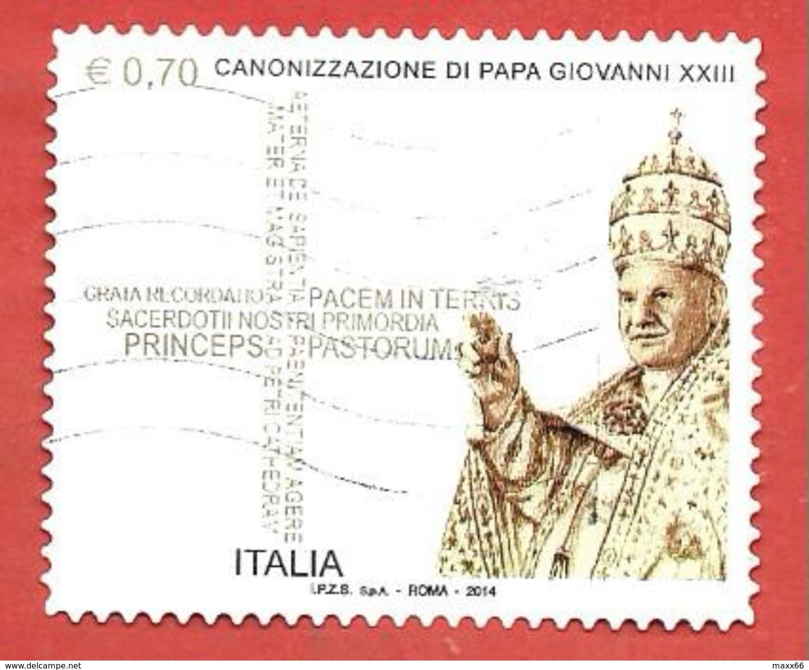 ITALIA REPUBBLICA USATO - 2014 - Canonizzazione Di Papa  Giovanni XXIII - € 0,70 - S. 3472 - 2011-20: Usados