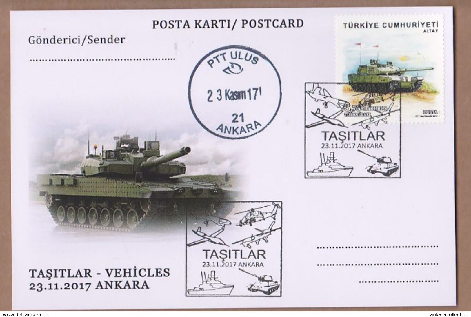 AC - TURKEY POSTAL STATIONARY - VEHICLES TANK ANKARA, 23 NOVEMBER 2017 - Postal Stationery