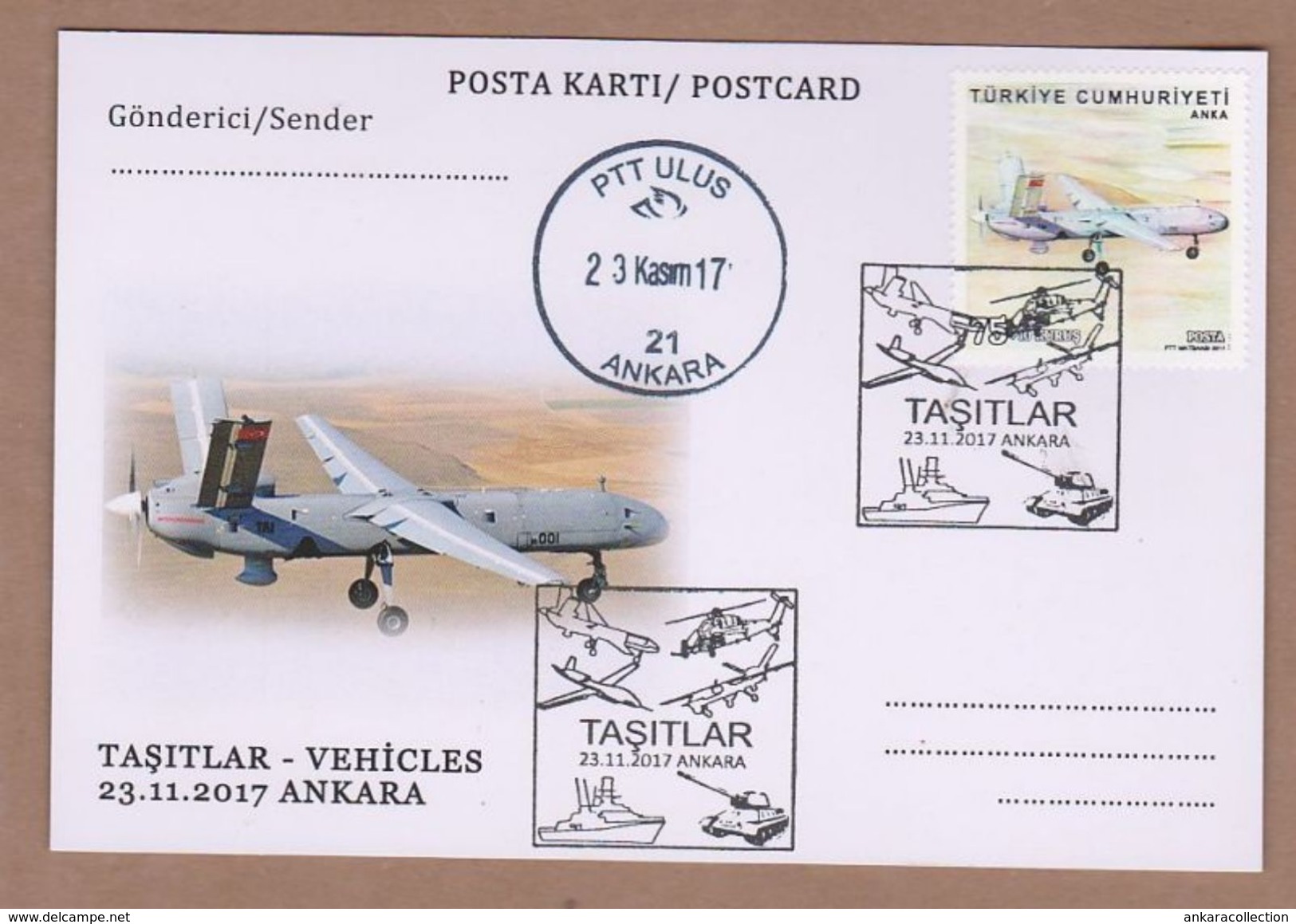 AC - TURKEY POSTAL STATIONARY - VEHICLES PLANE ANKARA, 23 NOVEMBER 2017 - Postal Stationery