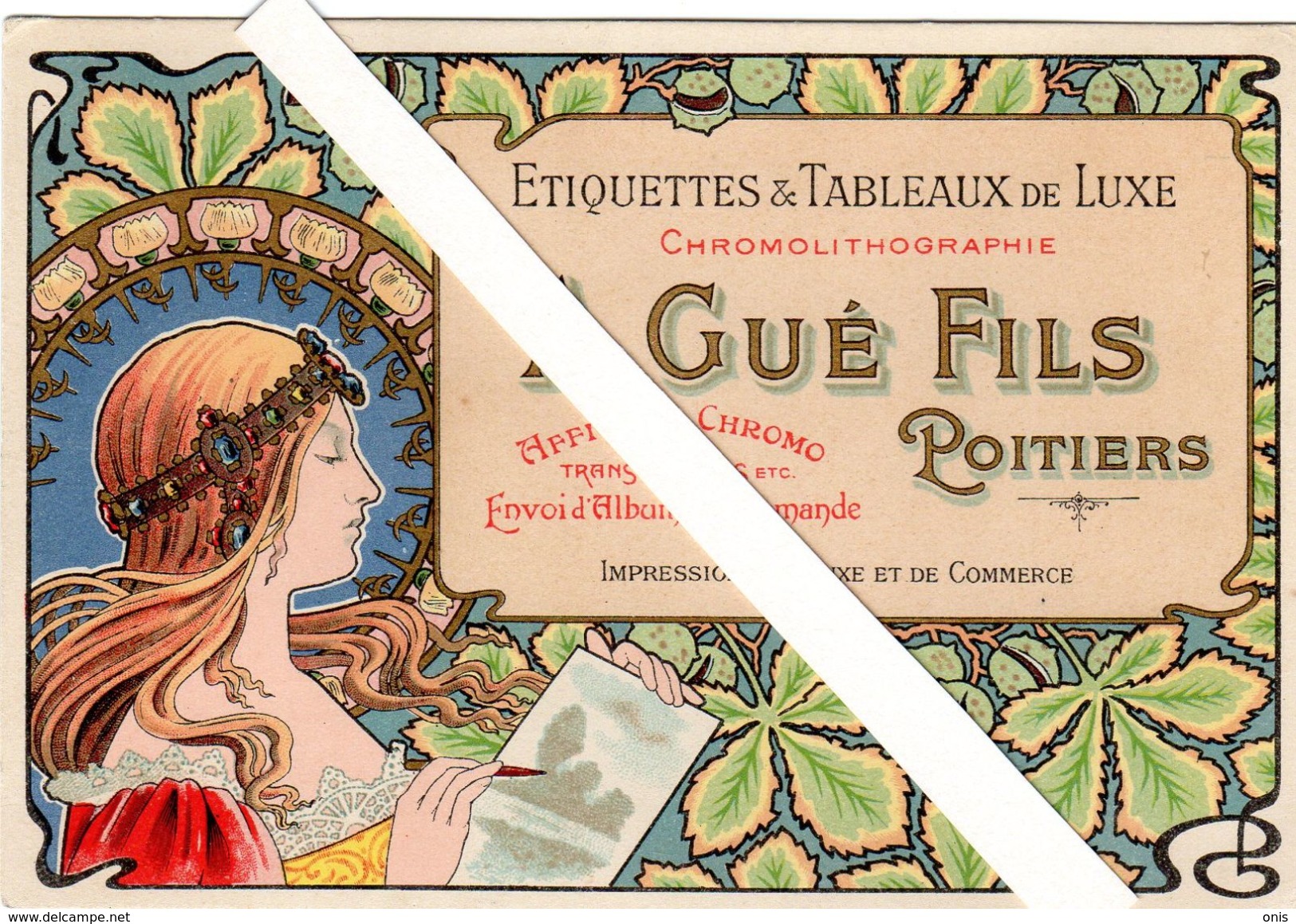 Art Nouveau: Calendrier 1902 -Chromo Lithographie - Poitiers -Publicité GUE - 14cm.x9,5 Cm. Superbe. - Publicidad