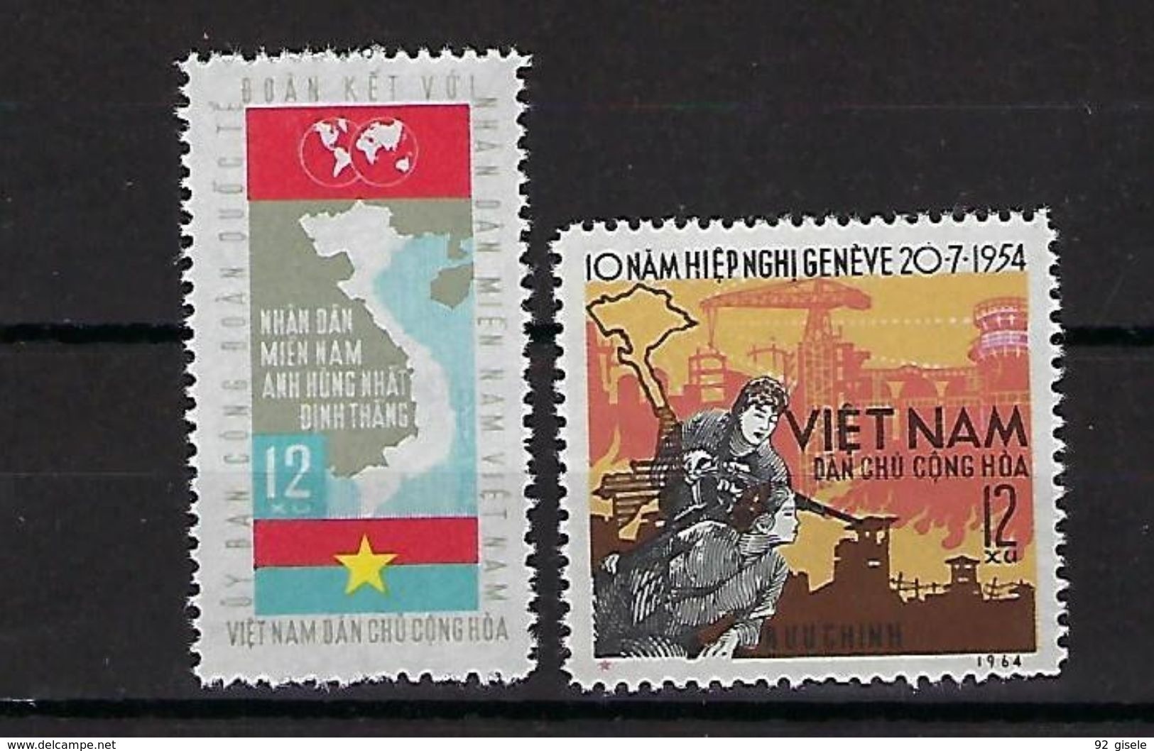 Viet-Nord YT 383 & 384 " Partage Du Viet-Nam " 1964 Neuf** - Viêt-Nam