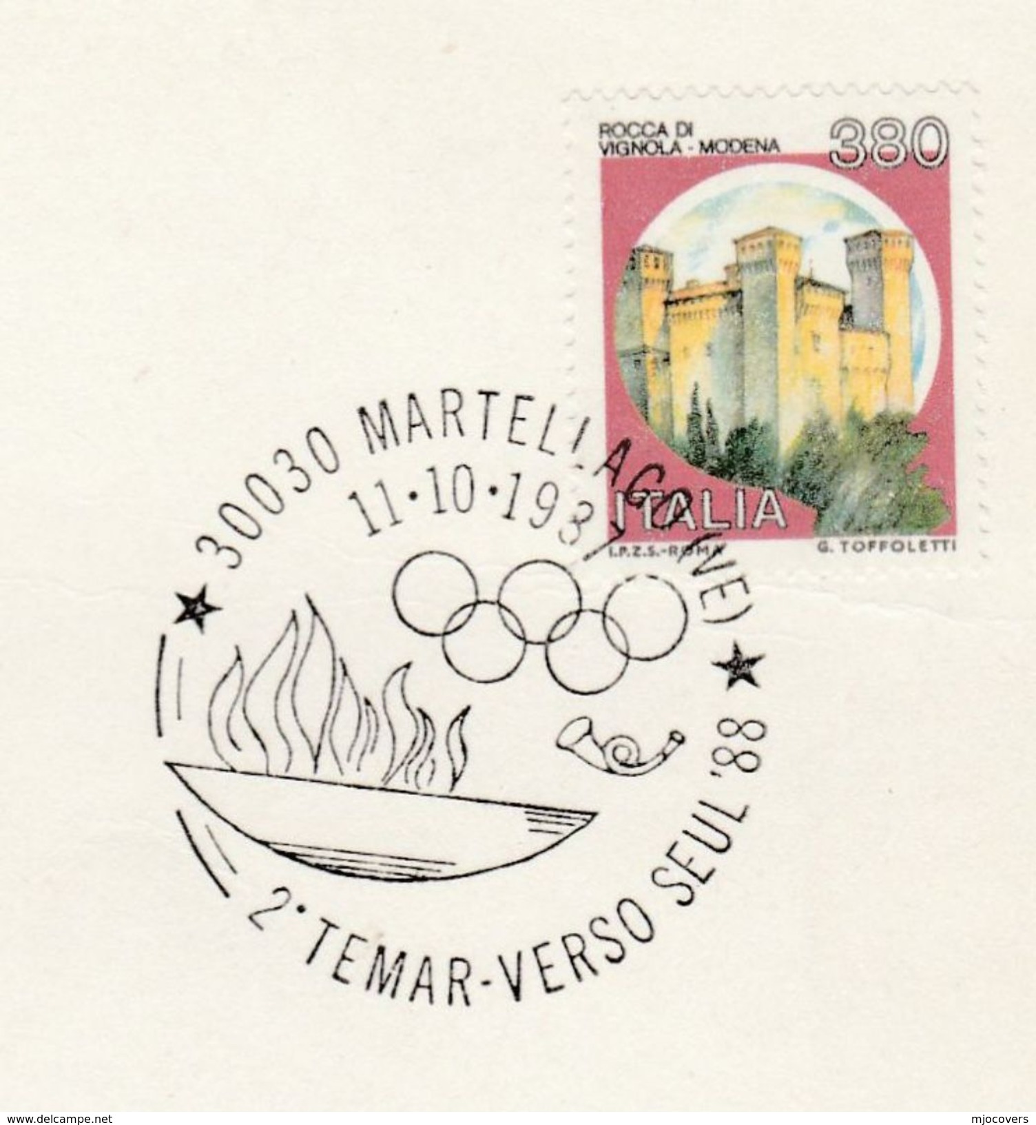 1987 Martellago Cover SEOUL OLYMPICS EVENT Card  OLYMPIC COULDRON Olympic Games Stamps Sport Italy - 1981-90: Marcophilia