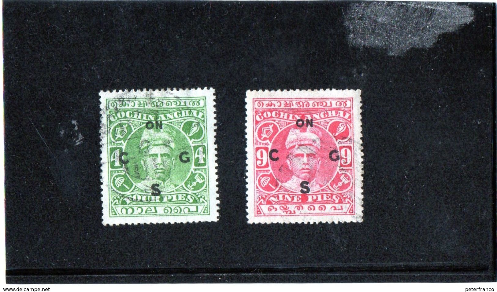 B - 1911/13 India - Stati Principeschi - Maharaja Sir Rama Varna I - Soprastampati ON C G S - Cochin