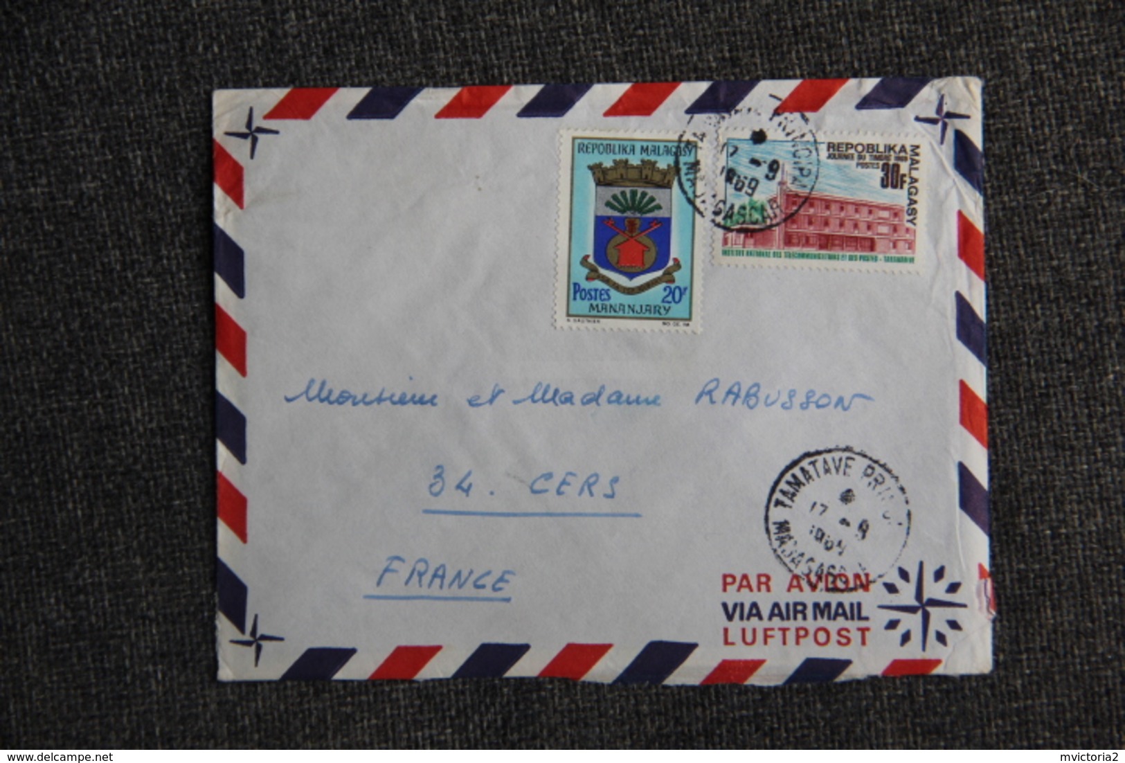 Lettre De MADAGASCAR ( TAMATAVE)  Vers FRANCE (34 - CERS) - Madagaskar (1960-...)