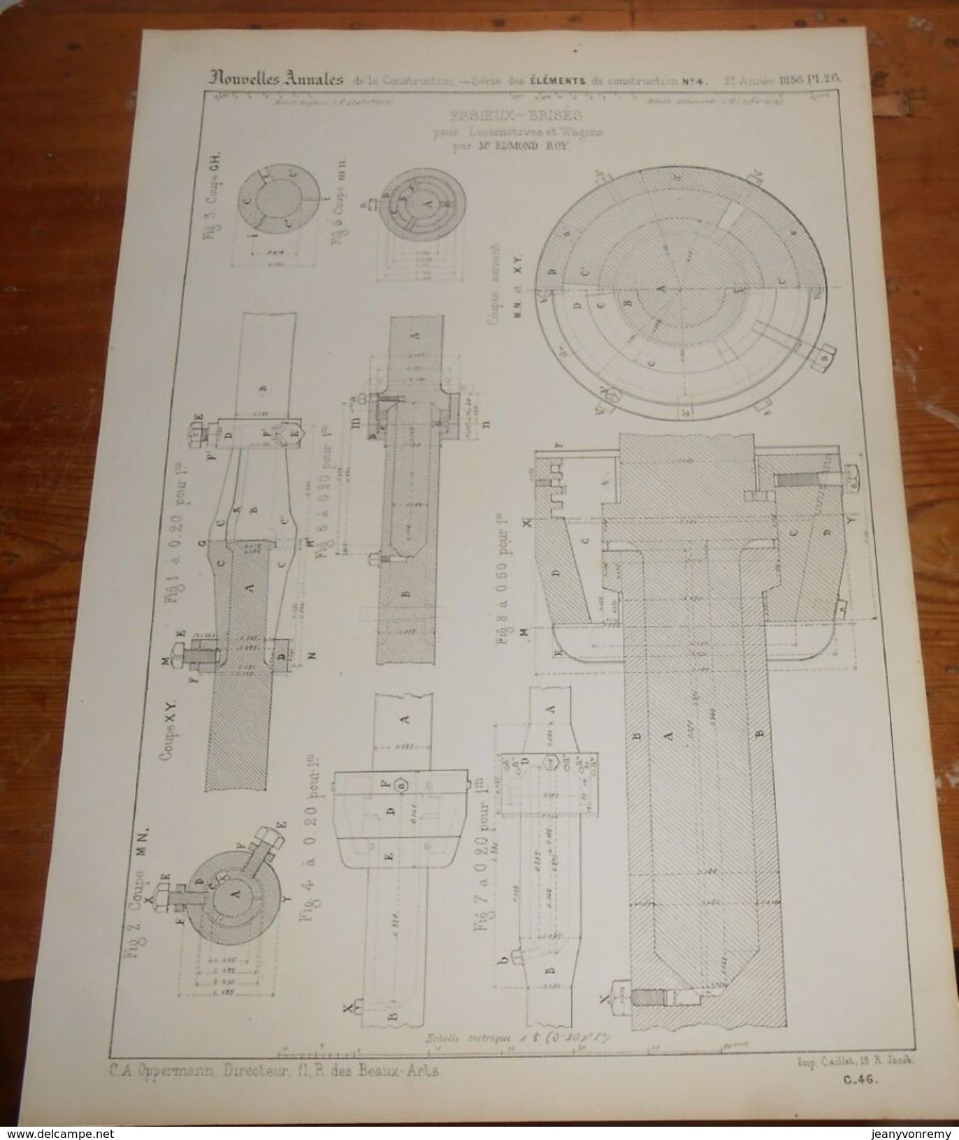 Plan D'essieux - Brisés Pour Locomotives Et Wagons. 1856. - Obras Públicas