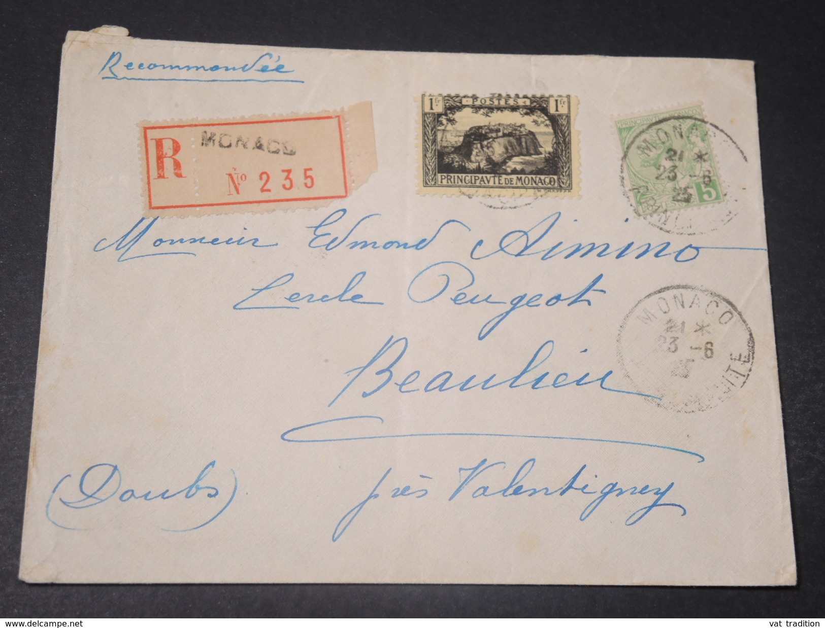 MONACO - Enveloppe En Recommandé Pour La France En 1925 - L 10647 - Covers & Documents