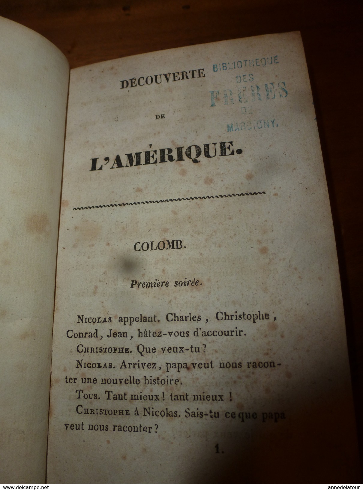 1843 La DECOUVERTE de l'AMERIQUE trad. de l'allemand DE CAMPE par P. C. GERARD (408 p. dont 3 gravures) couverture cuir