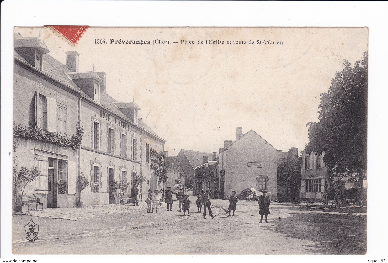 1304 - PREVERANGES - Place De L'Eglise Et Route De St-Marien - Préveranges