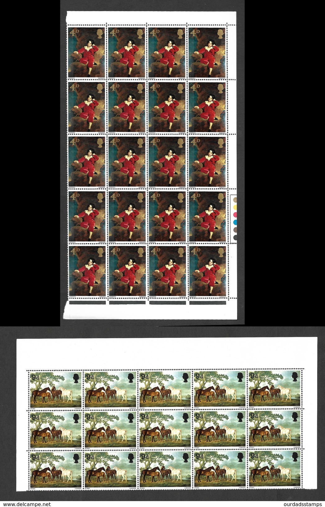 GB 1967 British Paintings 4d And 9d In MNH Part Sheets Of 20/15 (5799) - Unused Stamps