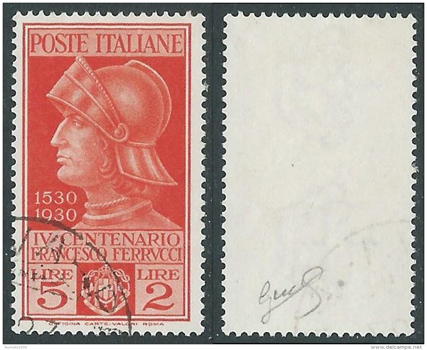 1930 REGNO USATO FERRUCCI 5 LIRE FIRMATO BIONDI - R43-3 - Usati