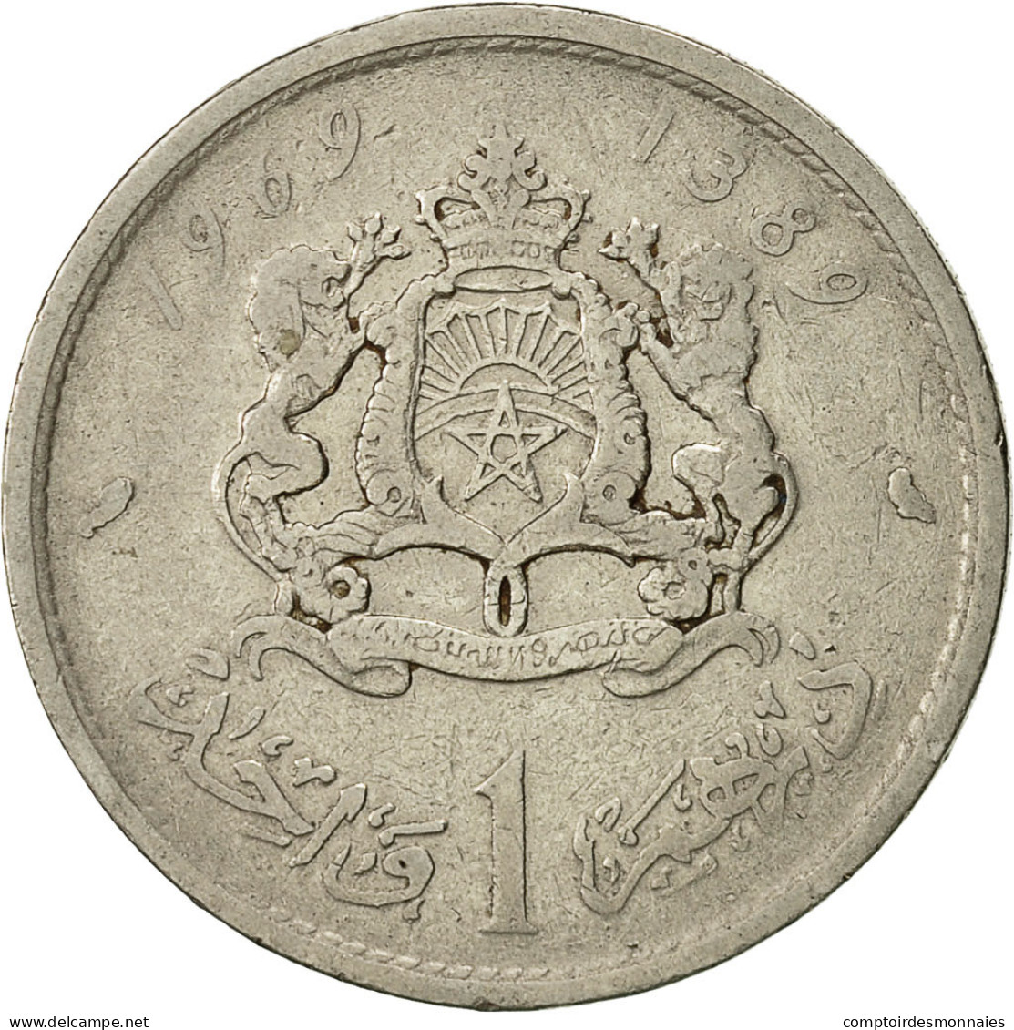 Monnaie, Maroc, Al-Hassan II, Dirham, 1969, Paris, TTB, Nickel, KM:56 - Maroc