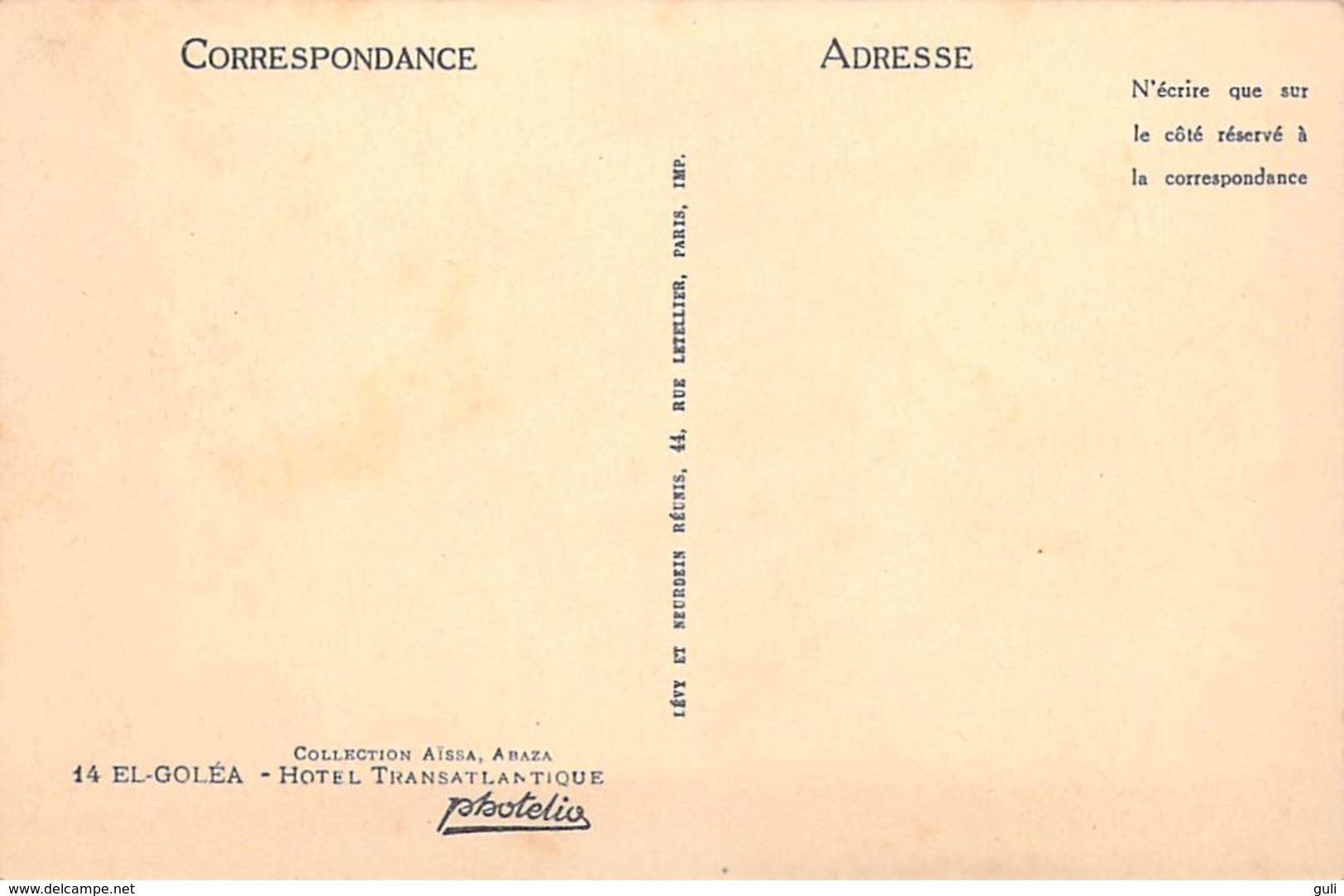 Afrique > Algérie > (Ghardaïa El Menia El Ménéa)  EL GOLEA Hôtel Transatlantique  (- Editions :collection Aïssa N°14) - Ghardaia