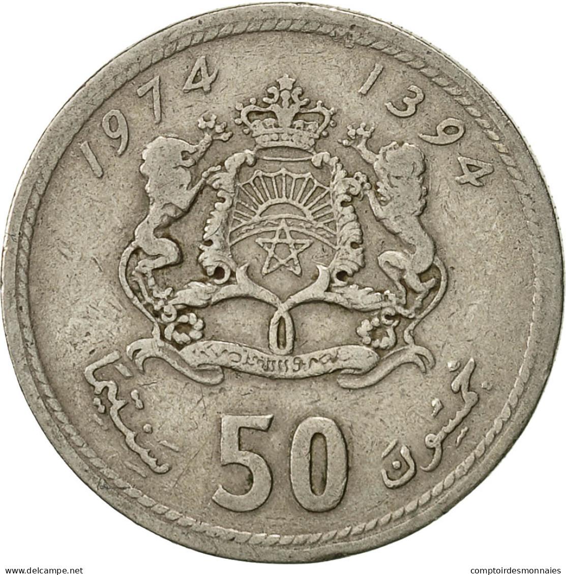 Monnaie, Maroc, Al-Hassan II, 50 Santimat, 1974, TB+, Copper-nickel, KM:62 - Maroc