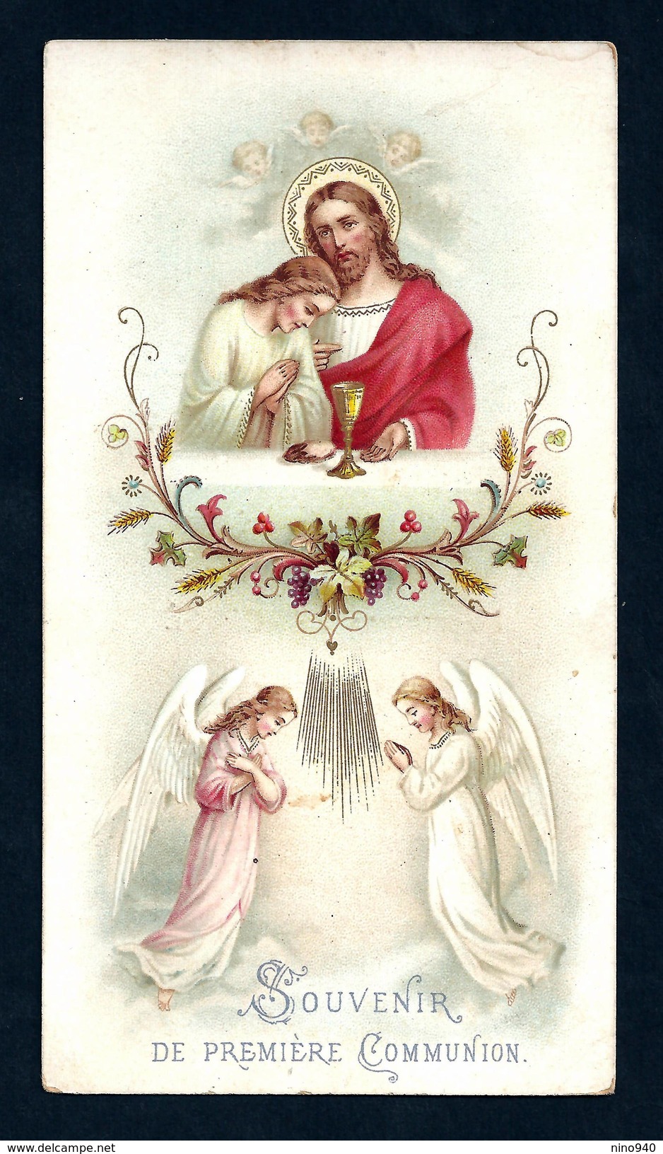 Santino: ANGELI - E -  Mm. 68 X 123 - PRIMA COMUNIONE: 1899 - CROMOLITOGRAFIA - Religión & Esoterismo