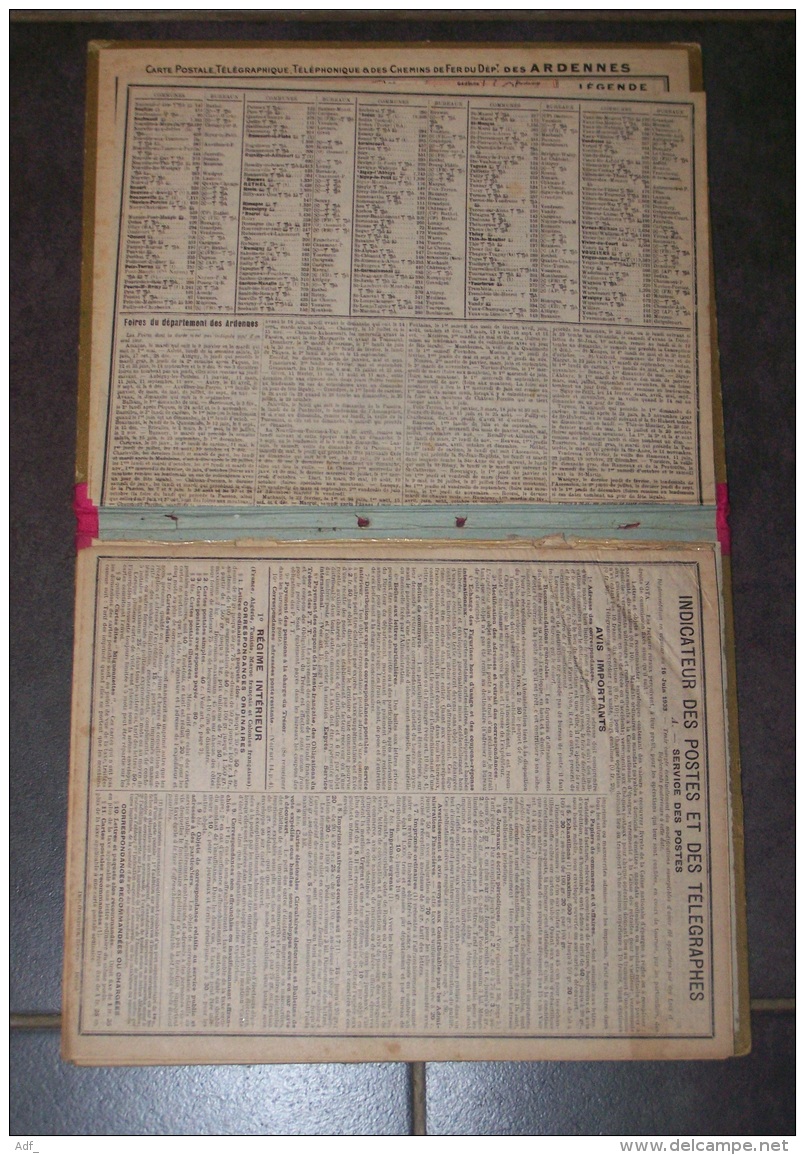 JOLI CALENDRIER DOUBLE APPEL AUX CHIENS, CHASSE A COURRE ANNEE 1934, ALMANACH DES POSTES ET DES TELEGRAPHES, ARDENNES 08 - Big : 1921-40