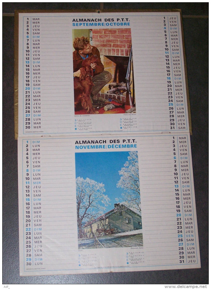 1970 ALMANACH CALENDRIER DES P.T.T, PTT, POSTE, SAINT CADO ( MORBIHAN ), OBERTHUR, ARDENNES 08 - Formato Grande : 1961-70