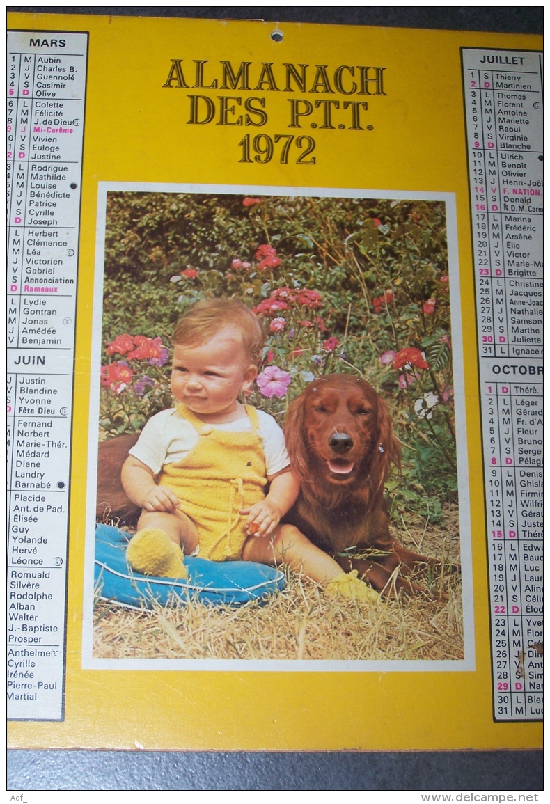 1972 ALMANACH CALENDRIER DES P.T.T, PTT, POSTE, CARTIER BRESSON, NORD 59 - Tamaño Grande : 1971-80