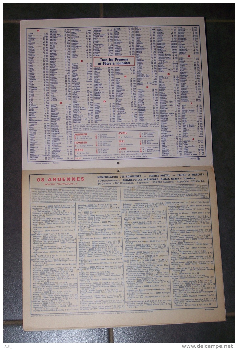 1976 ALMANACH CALENDRIER DES P.T.T, PTT, POSTE, MOULIN DE RAIRE, CHALETS PRES ARECHES, OBERTHUR, ARDENNES 08 - Grand Format : 1971-80