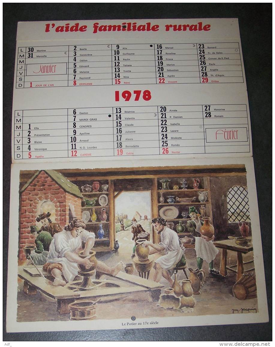 CALENDRIER 1978 L'AIDE FAMILIALE RURALE - Grand Format : 1971-80