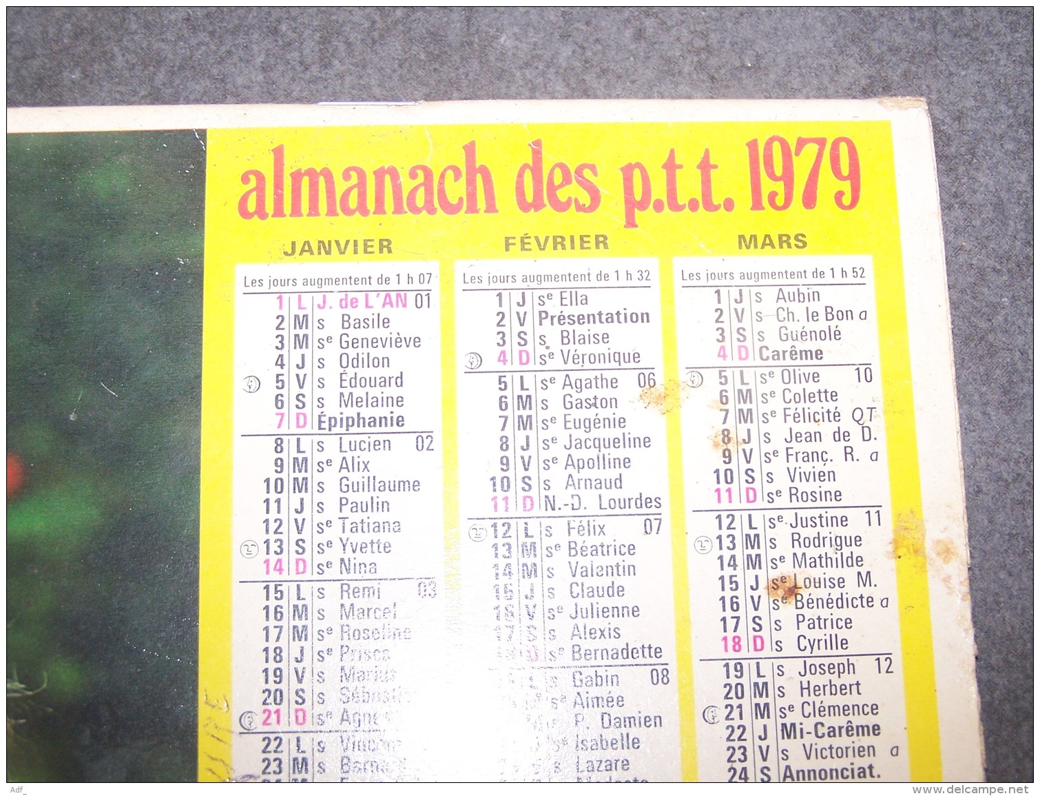 1979 ALMANACH CALENDRIER DES P.T.T, PTT, POSTE, OBERTHUR, MARNE 51 - Tamaño Grande : 1971-80