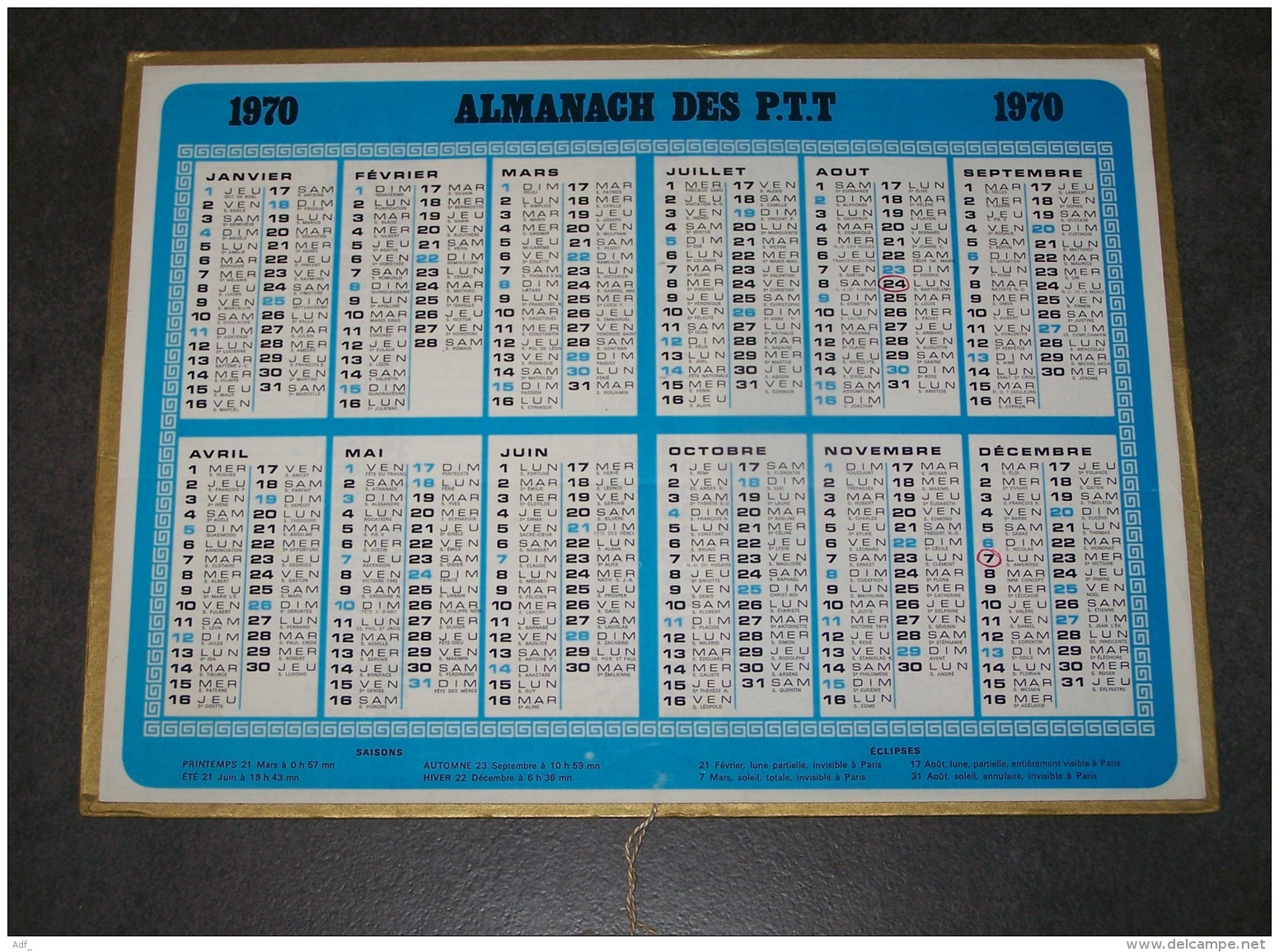 1970 ALMANACH CALENDRIER DES P.T.T, PTT, POSTE, ARDENNES 08 - Grossformat : 1961-70