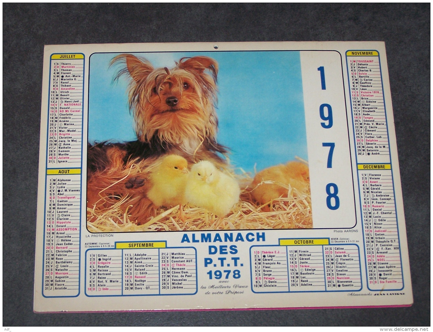 1978 ALMANACH CALENDRIER DES P.T.T, PTT, POSTE, ARDENNES 08, JEAN LAVIGNE - Formato Grande : 1971-80