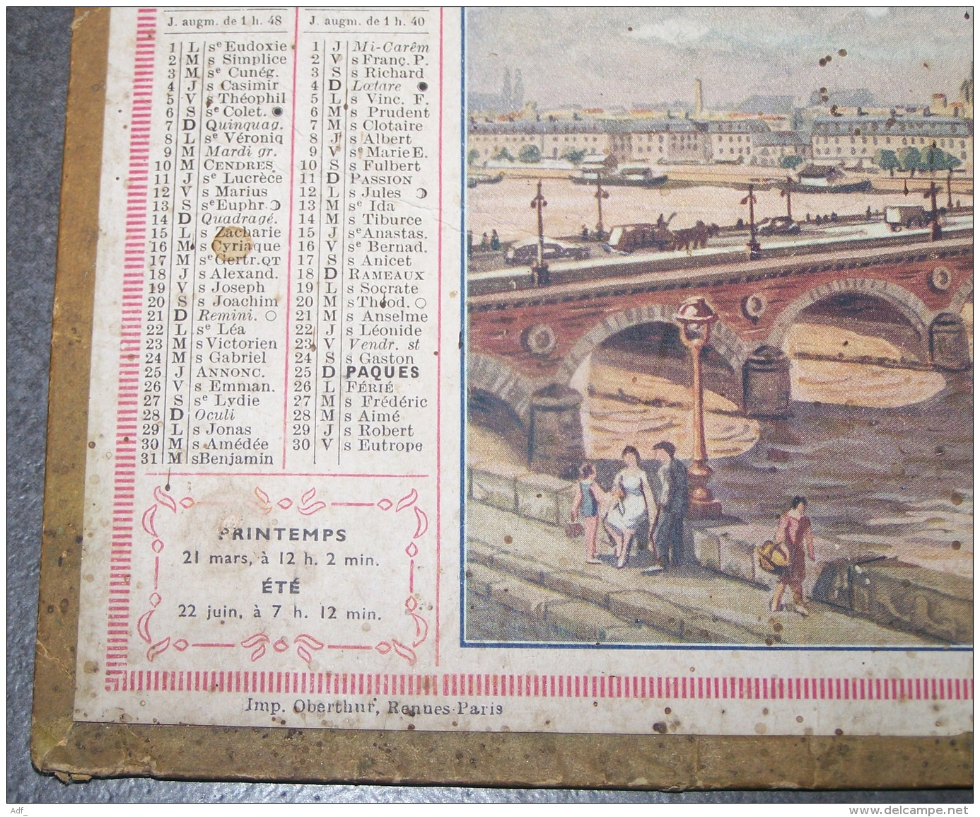 1943 ALMANACH CALENDRIER DES P.T.T, PTT, POSTES , TELEGRAPHES, TELEPHONES, PONT DE PIERRE DE BORDEAUX, ARDENNES 08 - Grand Format : 1941-60