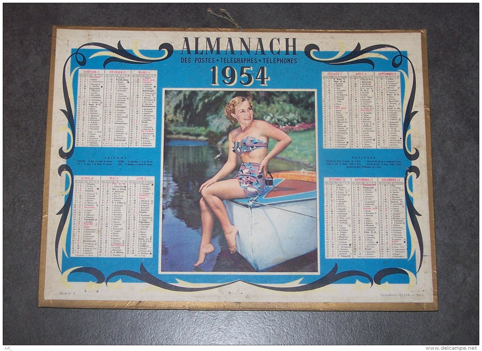 1954 ALMANACH CALENDRIER DES P.T.T, PTT, POSTE, OLLER - Grand Format : 1941-60