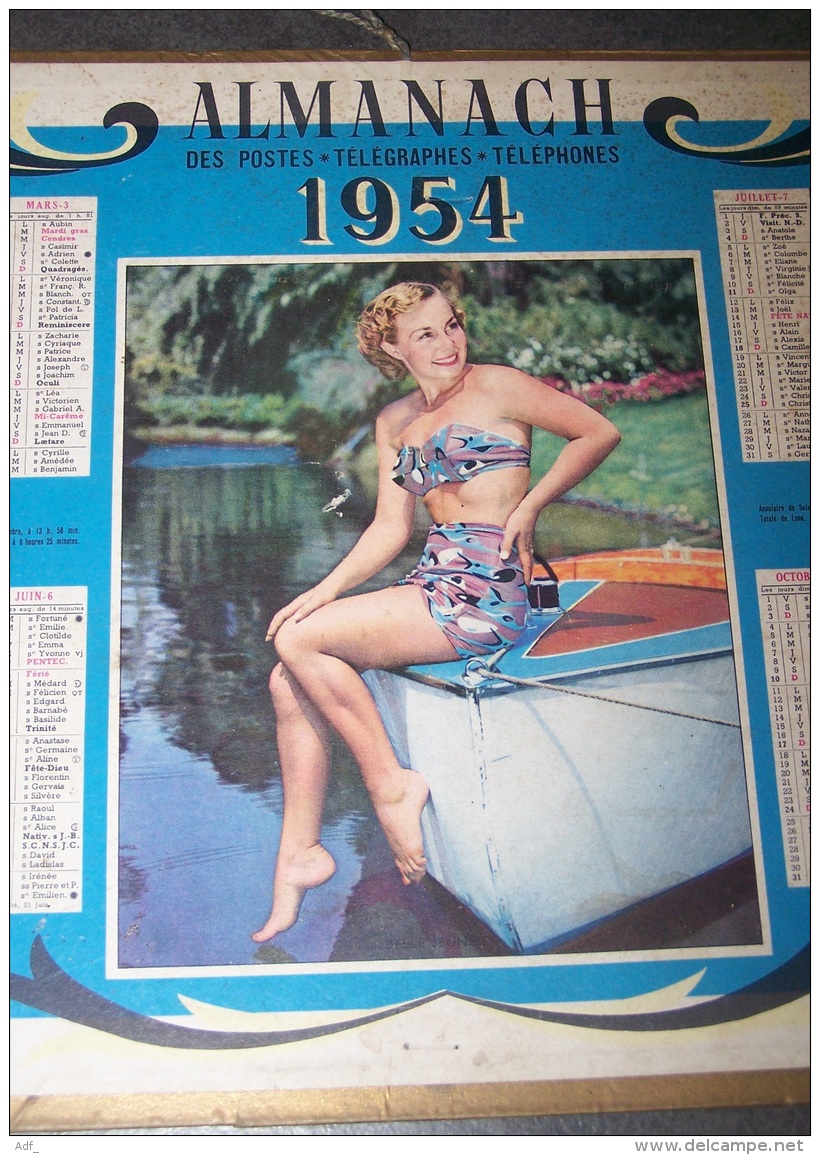 1954 ALMANACH CALENDRIER DES P.T.T, PTT, POSTE, OLLER - Grand Format : 1941-60