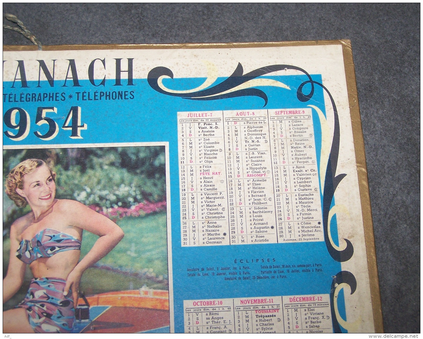 1954 ALMANACH CALENDRIER DES P.T.T, PTT, POSTE, OLLER - Tamaño Grande : 1941-60