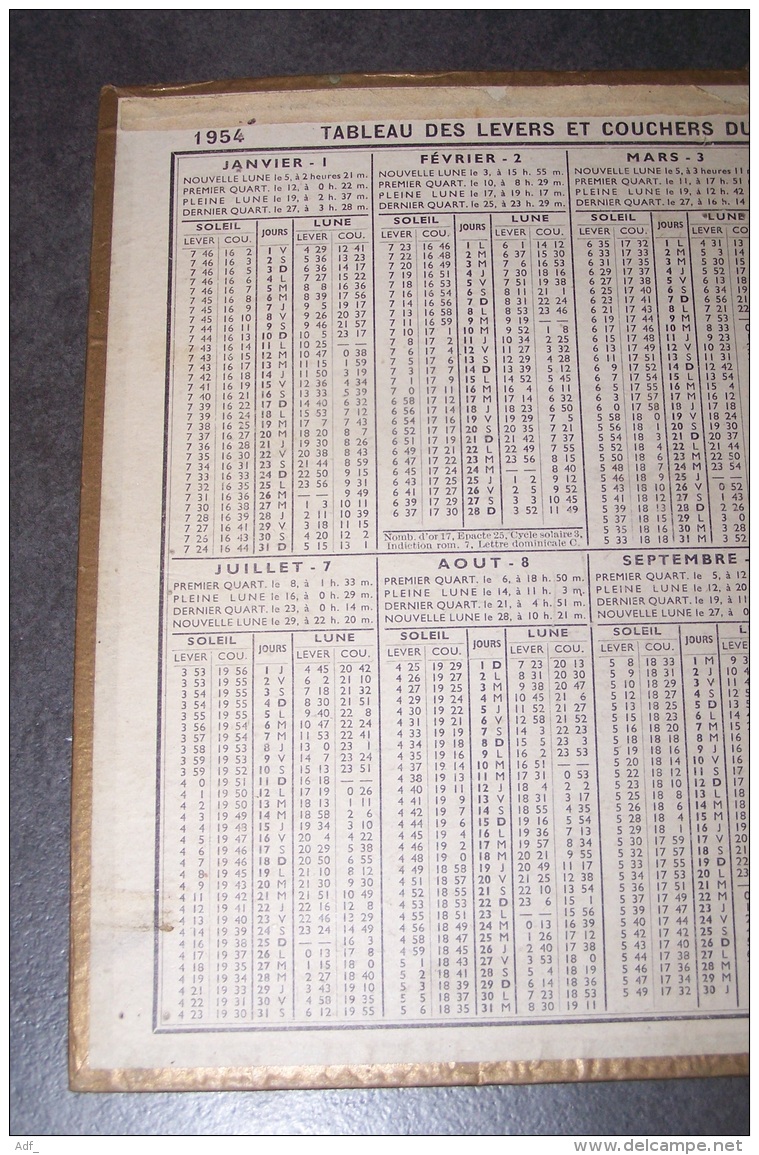 1954 ALMANACH CALENDRIER DES P.T.T, PTT, POSTE, OLLER